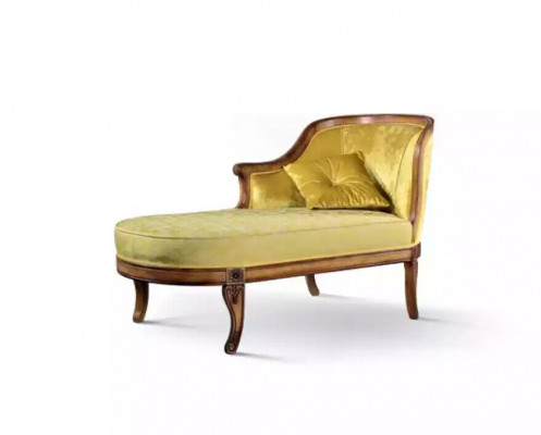 Chaiselongue Stoff Bank Ligstoel Klassiek Geel Bank Stof Nieuw