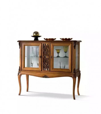 Vitrine Vitrinewand Woonkamer Klassiek Hout Kast Glazen kast