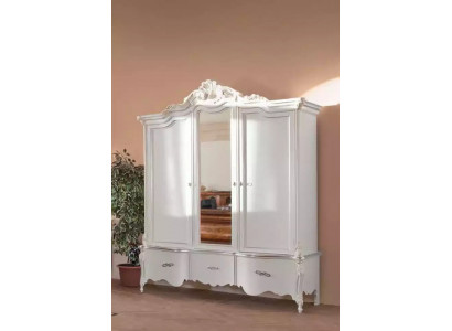 Witte kledingkast Massief houten meubels Slaapkamer Designer glazen deuren