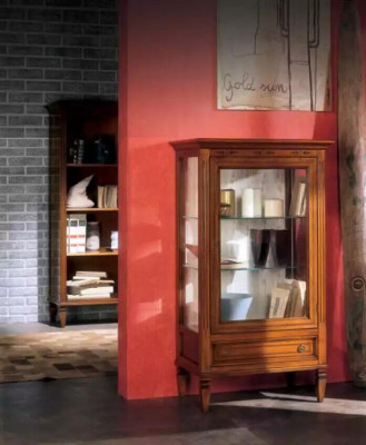 Massief houten vitrinekast glazen kast vitrine woonkamer meubels dressoir nieuw