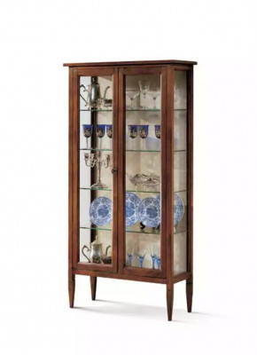 Vitrine glazen kast bruin woonkamer hout dressoir luxe meubels Italië.