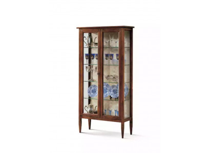 Vitrine glazen kast bruin woonkamer hout dressoir luxe meubels Italië.