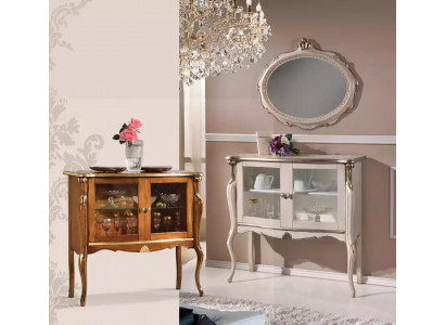 Klassieke glazen vitrine luxe opbergtafel woonkamer meubels hout