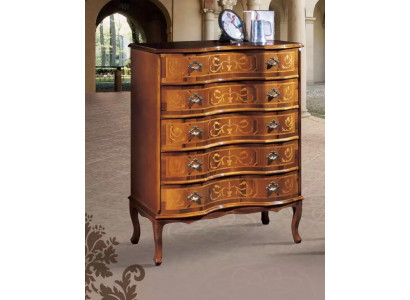 Klassieke bruine commode met vijf deuren en lades, designer houten meubels nieuw