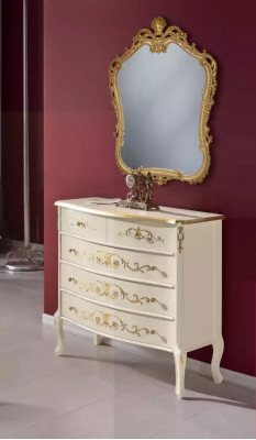 Witte klassieke woonkamer houten dressoir console lades nieuw design.