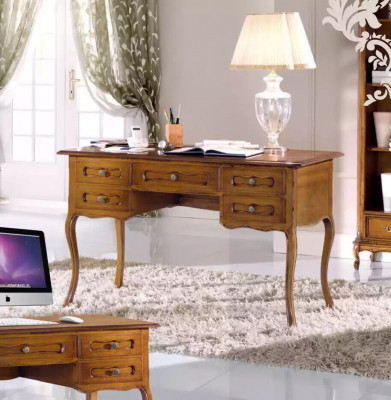 Bruin kantoortafel Luxe thuiskantoor meubels Houten bureau Klassiek
