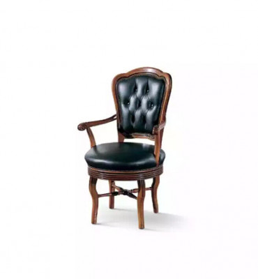 Kantoorstoel Hout Directeursstoel Chesterfield Italiaanse meubels Zwart Draaibaar