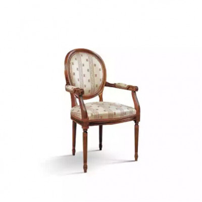 Stoel met armleuning Eetkamerstoel Houten Leunstoel Ontwerpmeubels Beige