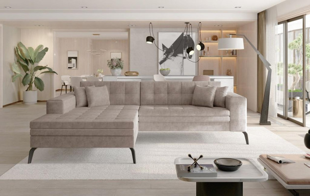 Ontwerp woonlandschap L-vorm hoekbank bank stoffering textiel set sofa hoek nieuw