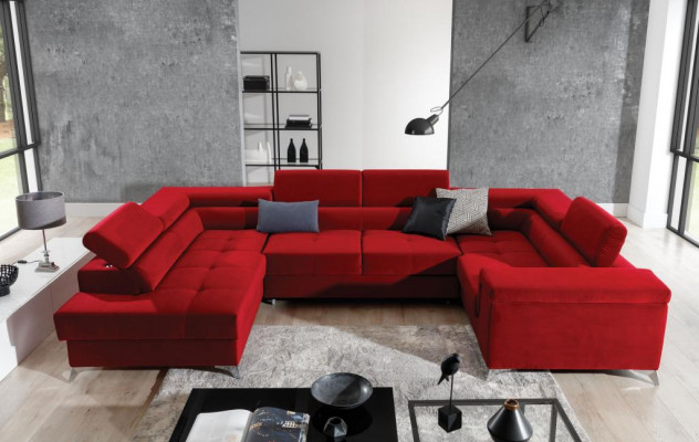 U-vormige hoekbank van stof, zitgroep, ontwerpleefruimte textiel bankstel nieuw