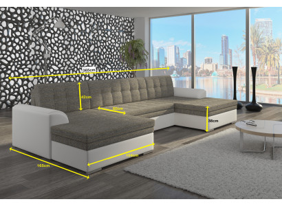 Modern Design Hoekbank Vento Slaapfunctie Bank Leer Bekleding Textiel Bankstellen
