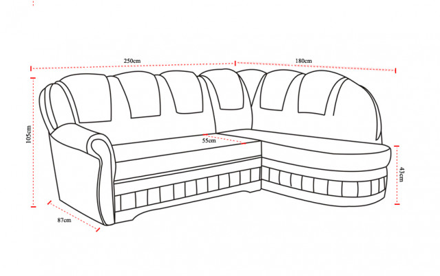 Klassieke hoekslaapbank bank gestoffeerde hoekbank hoekbank textiel.