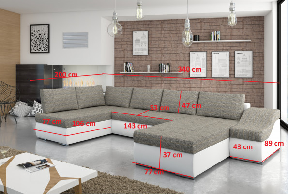 Moderne hoekbank slaapbank bedfunctie bank stoffering hoekbank woonlandschap.