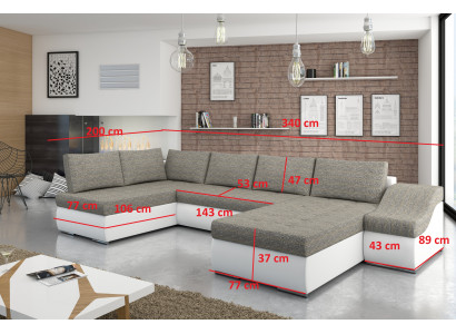 Moderne hoekbank slaapbank bedfunctie bank stoffering hoekbank woonlandschap.
