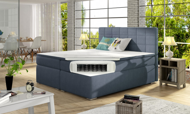 Boxspring 180x200cm Bed Bedden Hotel Leder Compleet Bedlade Topper