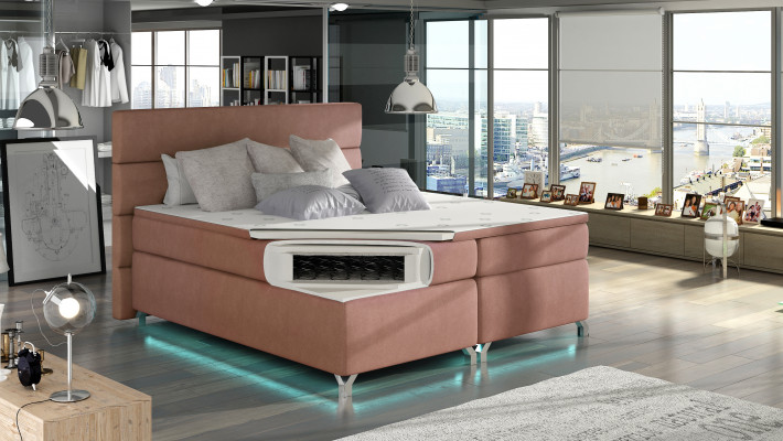 Boxspring bed 180x200cm Bedden Hotel Leder Compleet Bedlade Topper