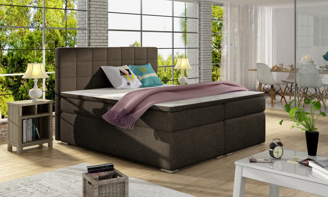 Boxspring 180x200cm Bed Bedden Hotel Leder Compleet Bedlade Topper