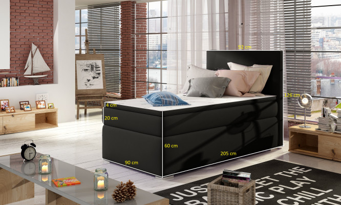 Boxspring Bed Hotel Bedden 90x200cm Leer Compleet Bedframe Topper