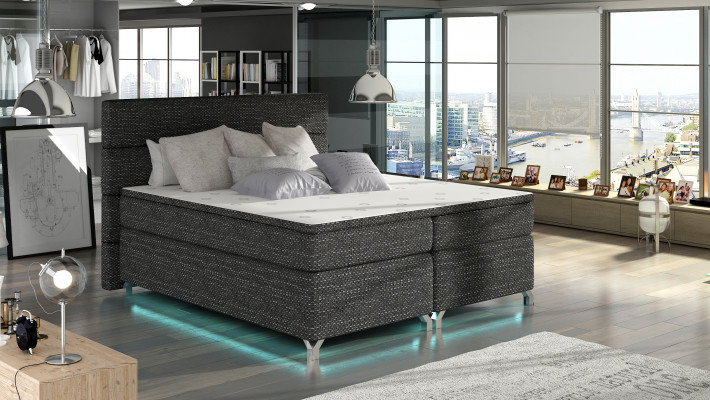 Boxspring bed 180x200cm Bedden Hotel Leder Compleet Bedlade Topper
