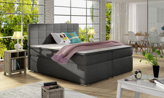 Boxspring 180x200cm Bed Bedden Hotel Leder Compleet Bedlade Topper