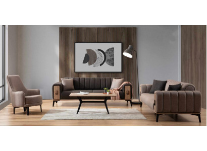 Moderne bankstel driezits bank fauteuil stoffen set luxe banken meubels