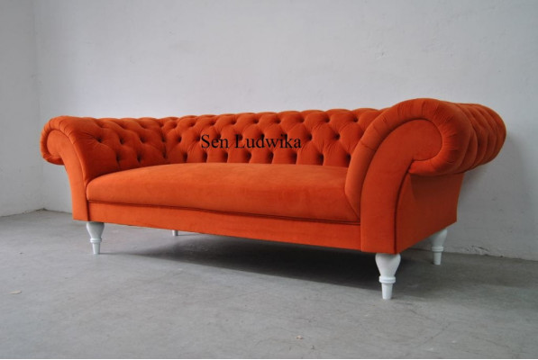 Stof Design Bank Bekleding Sofa's Textiel Modern Sofa Chesterfield 3-zits Oranje