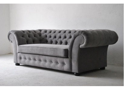 Bank 3-zits Stof Design Bank Beklede Banken Textiel Modern Chesterfield Grijs