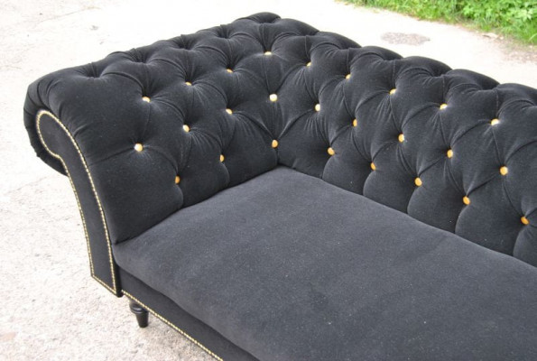Stof Ontwerp Bank Bekleding Textiel Moderne Bank Chesterfield 3-Zits Zwart