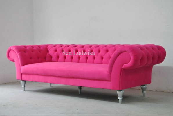 Stof Ontwerp Bank Bedekking Bankstellen Textiel Moderne Bank Chesterfield 3-Zits Roze