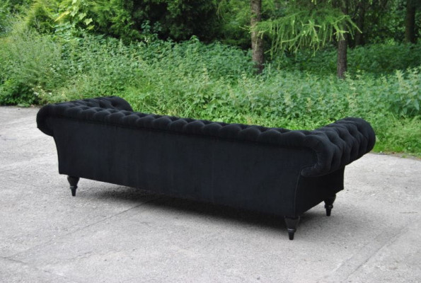 Stof Ontwerp Bank Bekleding Textiel Moderne Bank Chesterfield 3-Zits Zwart