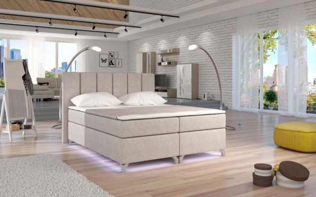 Luxe designer gestoffeerd bed bedden design bed boxspring textiel 180x200 nieuw.