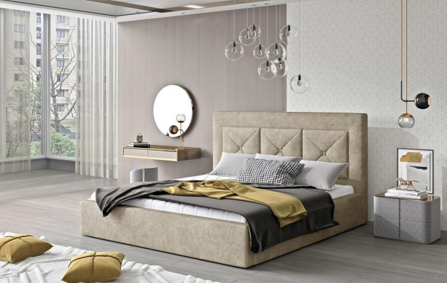 Klassiek bed, moderne stijl, dubbel houten hotelbed van 220x220 voor slaapkamer nieuw.