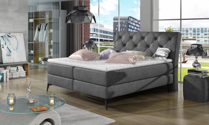 Chesterfield zilveren gestoffeerd tweepersoonsbed bedden Big XXL designer luxe.