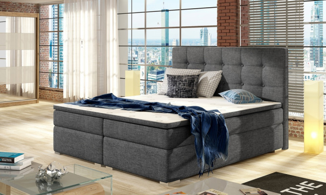 Volledige set matras & topper boxspring bed gestoffeerd bed van textielstof