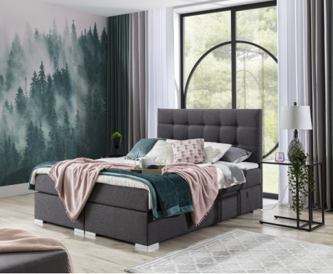 Volledige set matras & topper boxspring bed gestoffeerd bed van textielstof