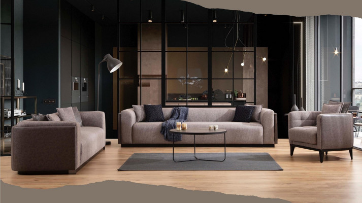 Sofagroep 4 3-zits designbank gestoffeerde banken moderne set