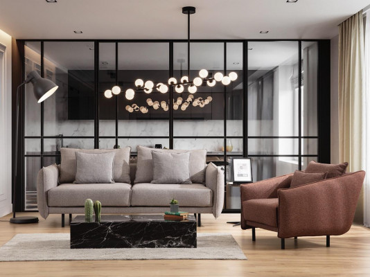 Driezitsbank Sofa Meubilair Inrichting Banken Sofa's Bekleding grijs Nieuw