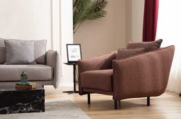 Fauteuil 3+3+1 zitter luxueuze sofa bruin bankstel banken stof design