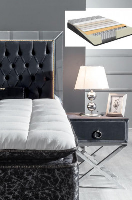 Slaapkamer set zwart metalen bed 2x nachtkastjes luxe nieuw 3-delig.
