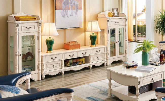 Vitrine Woonkamer Glas Klassiek 2-delige Vitrinekast Plank Planken Hout Set