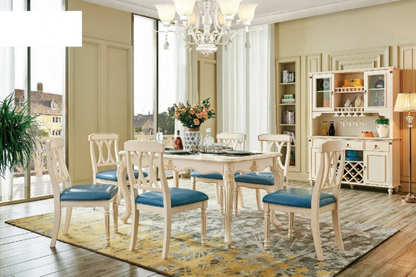 Eetkamer meubels Eettafel 6 x Stoel Eet set Hout Keuken Groep Garnituur Nieuw 7-delig.