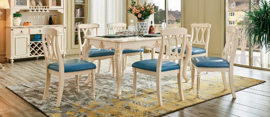Eetkamer meubels Eettafel 6 x Stoel Eet set Hout Keuken Groep Garnituur Nieuw 7-delig.