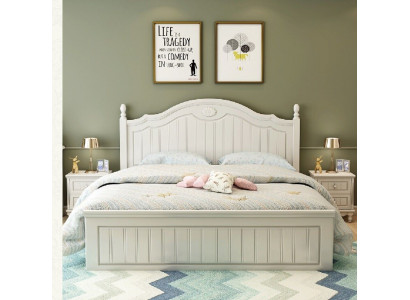 Bed Landhuis Stijl Bedden Dubbel Hout Luxe Ontwerp Meubels Slaapkamer Houten bed