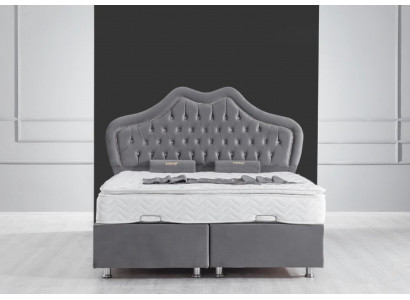 Bed Grijs Tweepersoonsbed Boxspring Bedden Stijl Stof Chesterfield 160x200