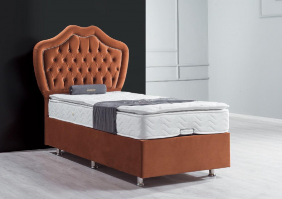 Bed Bruin Eenpersoons boxspring Bedden Luxe Slaapkamer Chesterfield