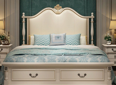 Bedovertrek Ontwerp Luxe Dubbele Hotelbedden Koninklijk Barok Houten Meubels Nieuw