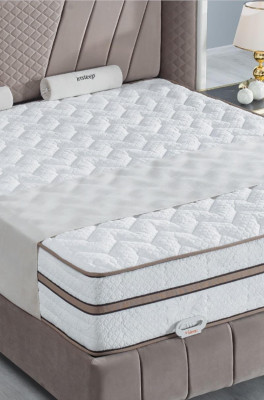 Luxe slaapkamer set Beige Bed 2x Nachtkastje Bedmeubels LED 3-delig