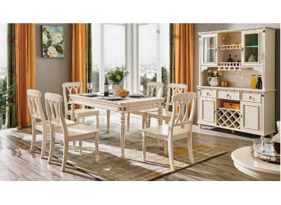 Eetkamer eettafel 6 x stoelen eetset houten keukentafelgroep 7-delig. Nieuw