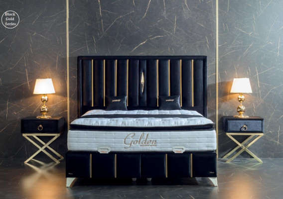 Luxe slaapkamer fluweel metalen bed tweepersoonsbed 2x nachtkastje bedden meubels 3-delig.