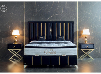 Luxe slaapkamer fluweel metalen bed tweepersoonsbed 2x nachtkastje bedden meubels 3-delig.
